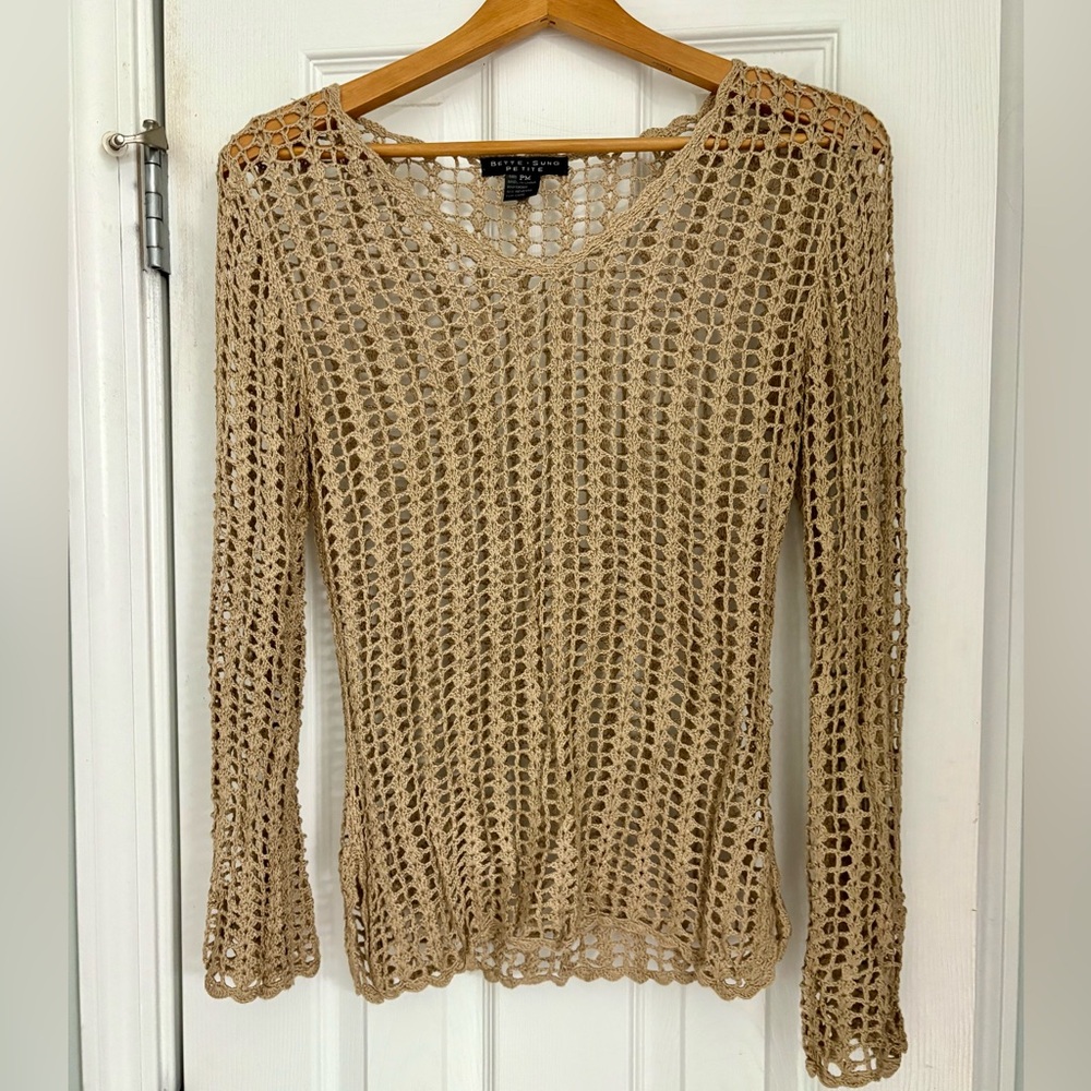 Women's Tan Crochet Blouse